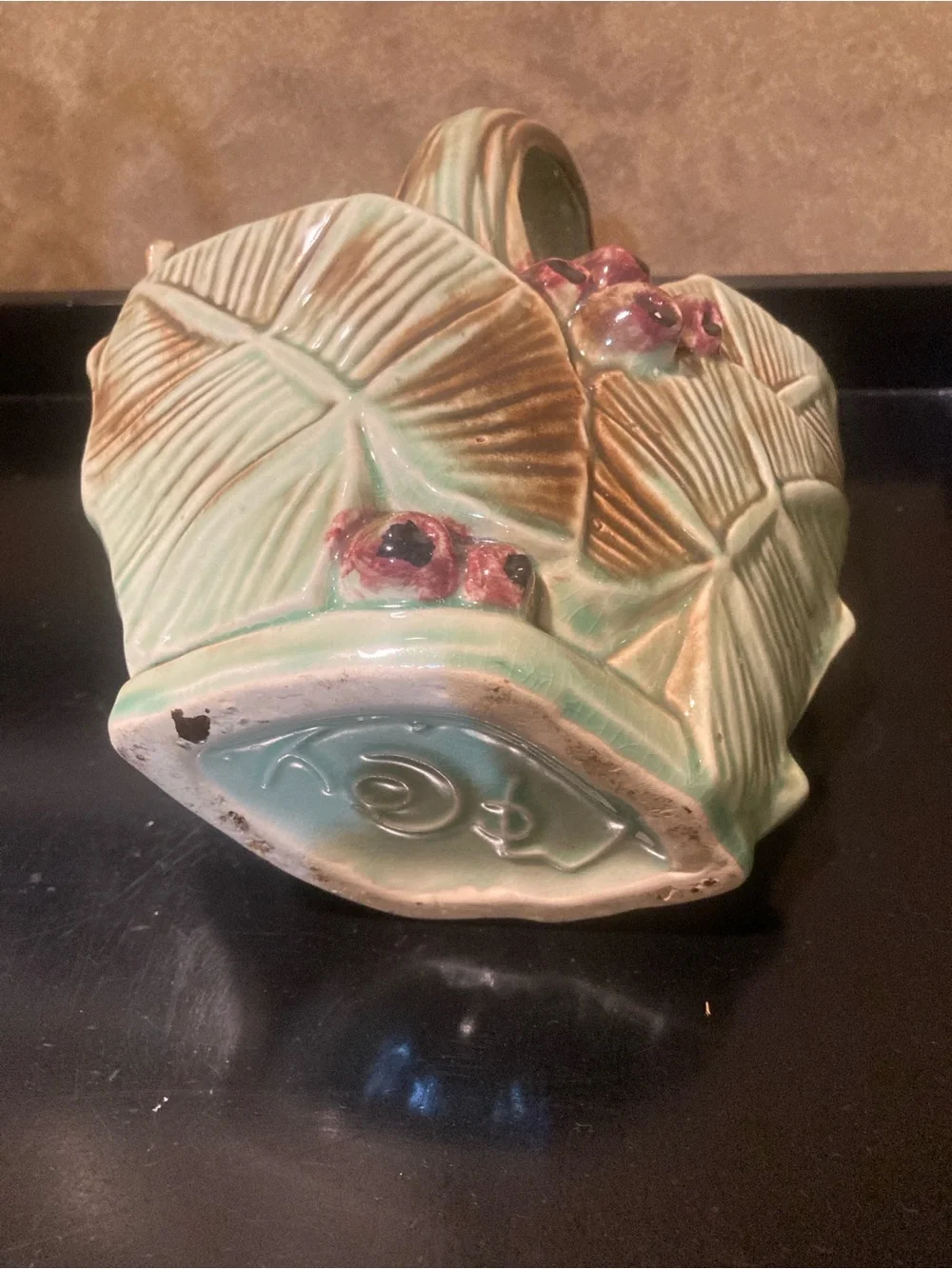 Vintage McCoy GREEN Basket pottery with Berries